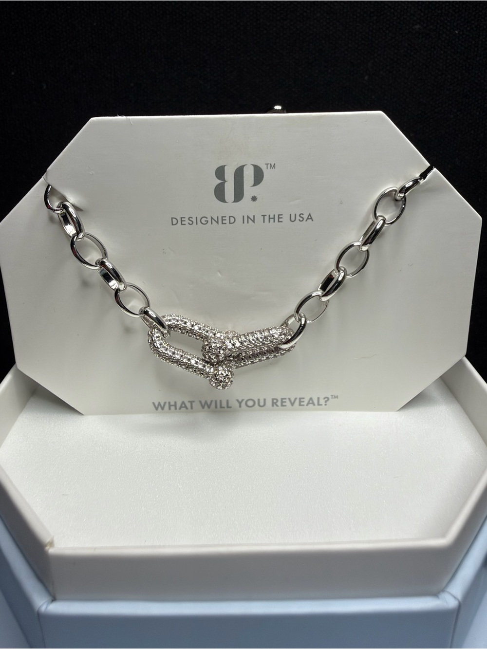 Silver Pavé Knot Link Necklace by BP. - Silver